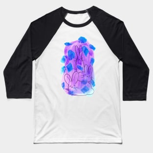 Watercolor Bunny Pile Baseball T-Shirt